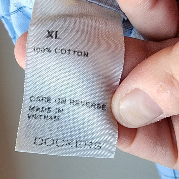 Dockers Blue Checked Short Sleeve Casual Button Down Shirt Size XL - Picture 9 of 13